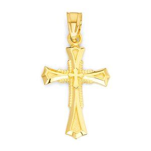 Solid 10k Gold Cross Pendant - Religious Jewelry Gifts for Her